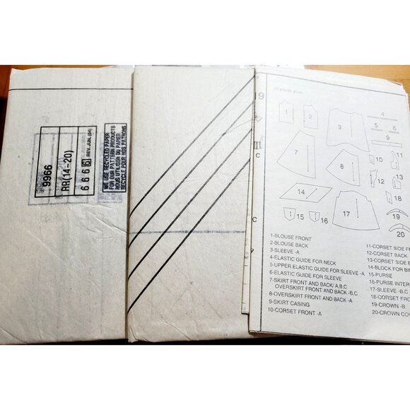 Simplicity Sewing Pattern 9966 Misses Size 14-20 RR Medieval Costume Uncut - Picture 9 of 9